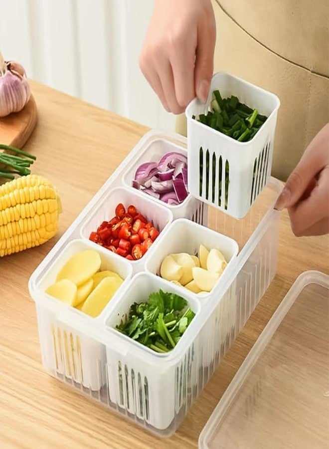 Parssufy Fridge Storage Boxes Freezer Storage Containers, Container for Kitchen Storage Set, Storage in Kitchen, Vegetable Storage, Draining Crisper Refrigerator Food Box White, Plastic (Pack of 1) - Image 2